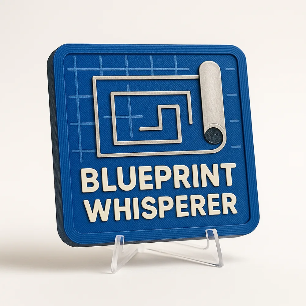 Blueprint Whisperer magnetic 3D-printed achievement badge