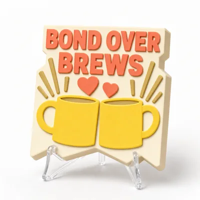 BOND OVER BREWS magnetic 3D-printed achievement badge
