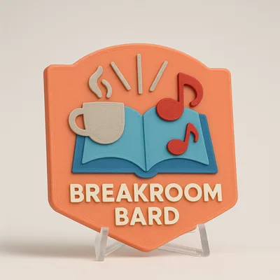 BREAKROOM BARD magnetic 3D-printed achievement badge