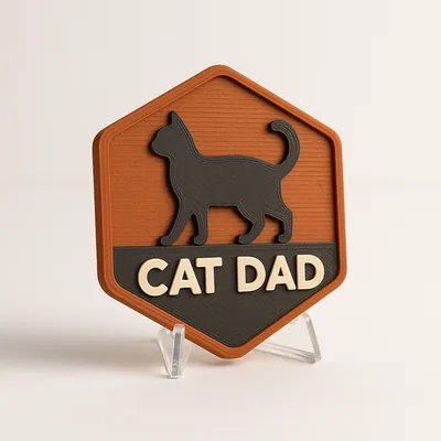 Cat Dad magnetic 3D-printed achievement badge