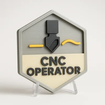 CNC Operator magnetic 3D-printed achievement badge