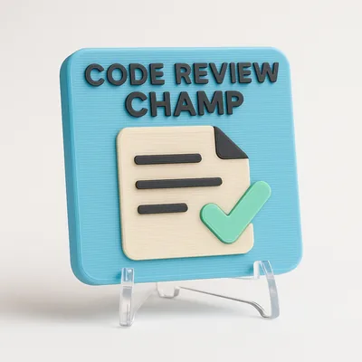 Code Review Champ magnetic 3D-printed achievement badge