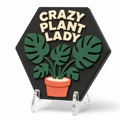 Crazy Plant Lady magnetic 3D-printed achievement badge