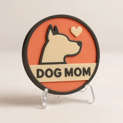 Dog Mom magnetic 3D-printed achievement badge