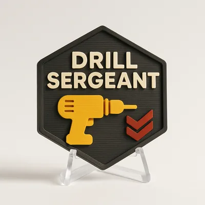 Drill Sergeant magnetic 3D-printed achievement badge
