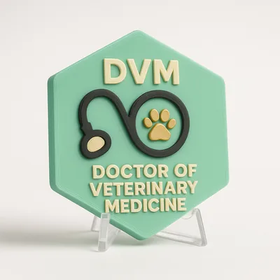 DVM - Doctor of Veterinary Medicine magnetic 3D-printed achievement badge