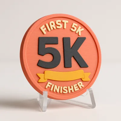 First 5K Finisher magnetic 3D-printed achievement badge