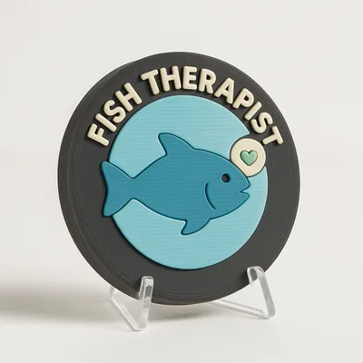 Fish Therapist magnetic 3D-printed achievement badge