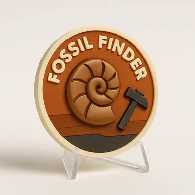 Fossil Finder magnetic 3D-printed achievement badge