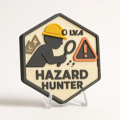 Hazard Hunter magnetic 3D-printed achievement badge