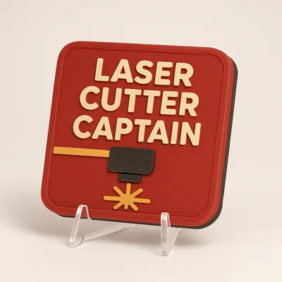 Laser Cutter Captain magnetic 3D-printed achievement badge