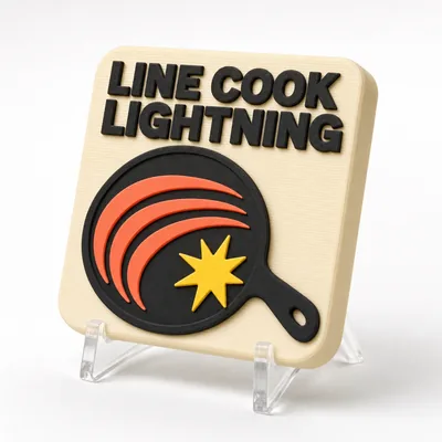 Line Cook Lightning magnetic 3D-printed achievement badge