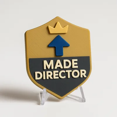 Made Director magnetic 3D-printed achievement badge