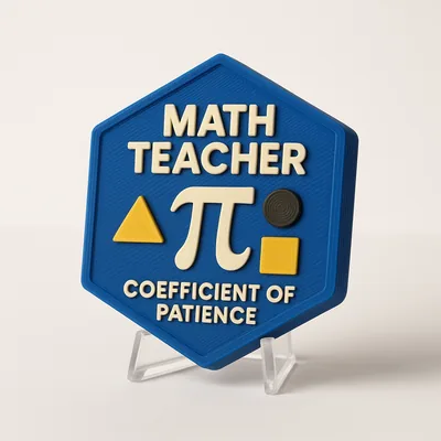 Math Teacher - Coefficient of Patience magnetic 3D-printed achievement badge