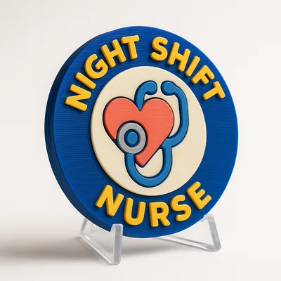 Night Shift Nurse - 7P to 7A magnetic 3D-printed achievement badge
