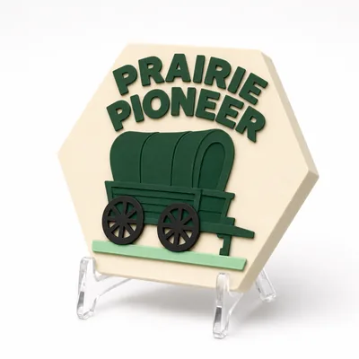 Prairie Pioneer magnetic 3D-printed achievement badge