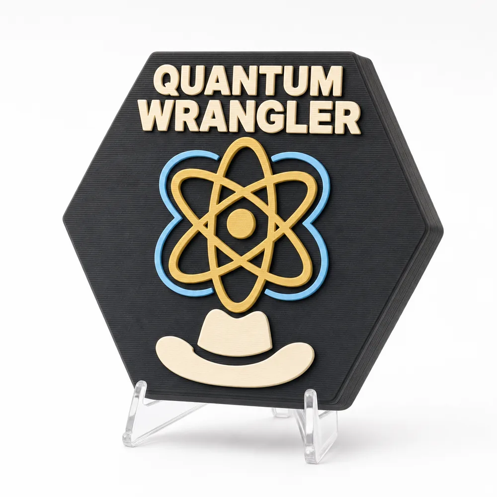 Quantum Wrangler magnetic 3D-printed achievement badge