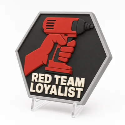 Red Team Loyalist magnetic 3D-printed achievement badge