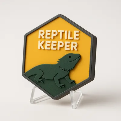 Reptile Keeper magnetic 3D-printed achievement badge