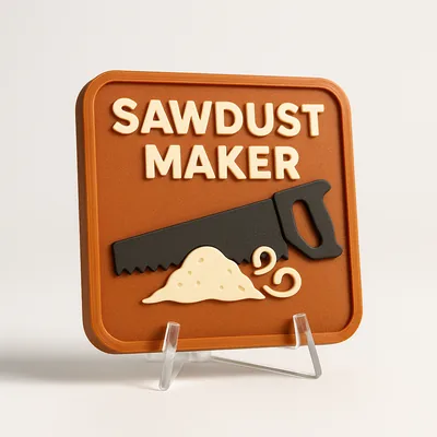 Sawdust Maker magnetic 3D-printed achievement badge