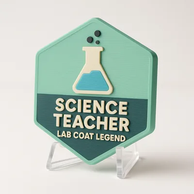 Science Teacher - Lab Coat Legend magnetic 3D-printed achievement badge