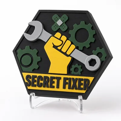 SECRET FIXER magnetic 3D-printed achievement badge