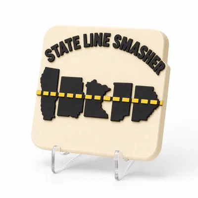 State Line Smasher magnetic 3D-printed achievement badge