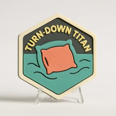 Turn-Down Titan magnetic 3D-printed achievement badge